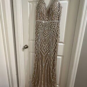 Silver/Nude Formal Dress, Size 14